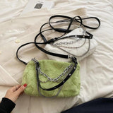 Soft Plush Underarm Handbag with Multi-layer Chains for Travel