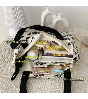 Large Capacity Shoulder Bag INS Letters Canvas Shopping