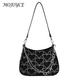 Hearts Embroidery Women Underarm Bags Handbags Tote Female Travel Shoulder Bags