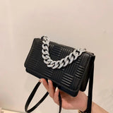 Crack Print Silver Chain Shoulder Bag