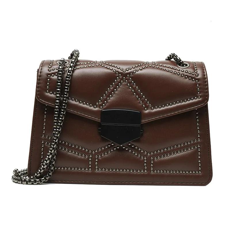 Vintage Rivet Chain Crossbody Bags for Women Handbags Ladies Shoulder Messenger