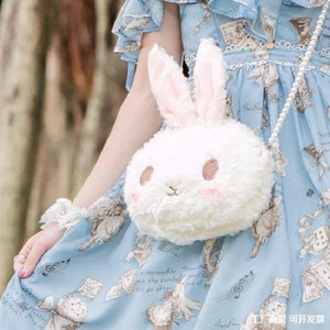 Lolita Mother Shoulder Bag Rabbit Plush Original Pearl Chain Messenger