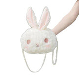 Lolita Mother Shoulder Bag Rabbit Plush Original Pearl Chain Messenger