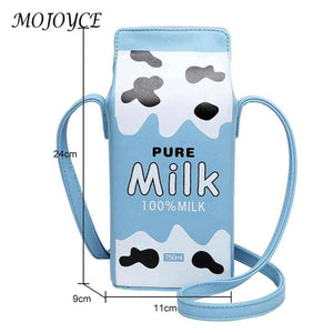 Banana Milk Box Leather Shoulder Crossbody Bag for Lady Girls
