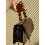 Vintage Amber Patent Leather Large Capacity Women's Bag