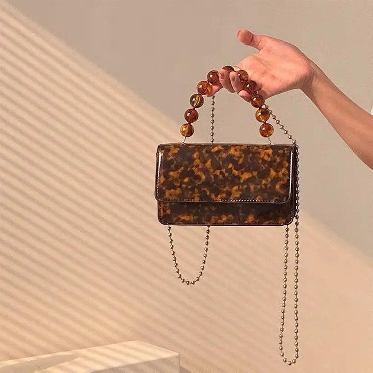 Vintage Amber Patent Leather Large Capacity Women's Bag