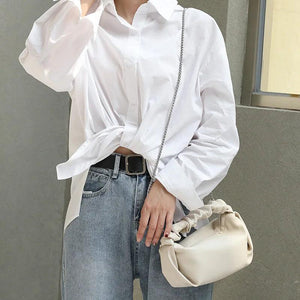 Retro Pleated Shoulder Bag in Soft Leather