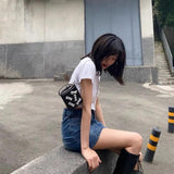 Silver Bow Harajuku Style Women Bag Metal Chain Crossbody