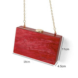Red Marbled Acrylic Clutch Handbag