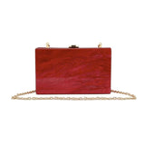 Red Marbled Acrylic Clutch Handbag