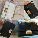 Women's Chain Shoulder Bag Retro PU Leather Buckle Messenger Handbag