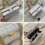 Women's Chain Shoulder Bag Retro PU Leather Buckle Messenger Handbag