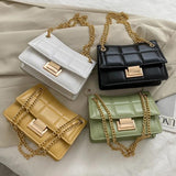 Women's Chain Shoulder Bag Retro PU Leather Buckle Messenger Handbag