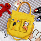 Canvas Tote Bags Women Shopper Handbags Cartoon Rabbit Carrot