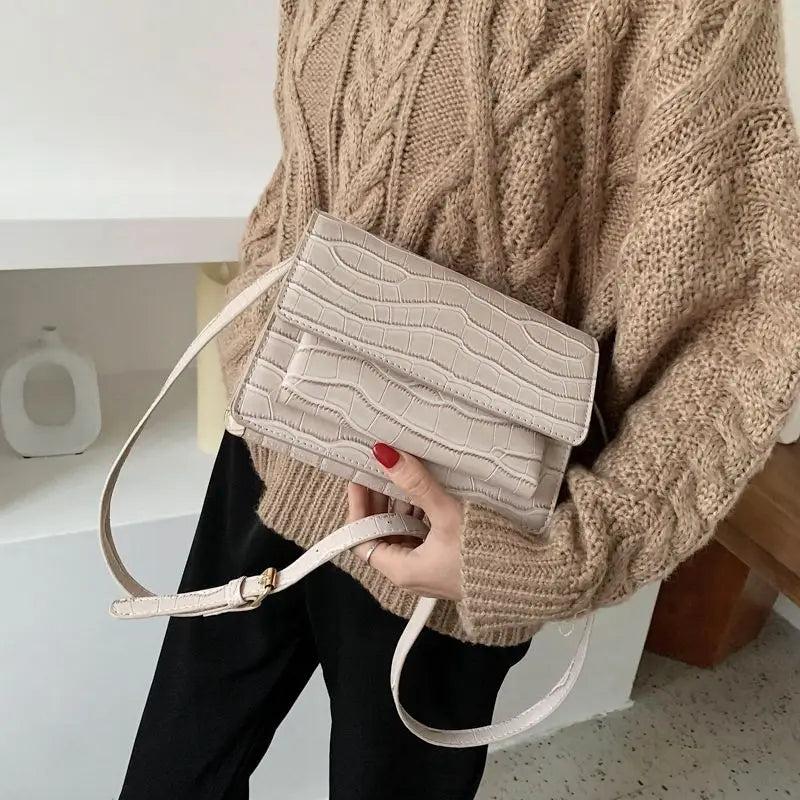 Stone Pattern PU Leather Crossbody Bag Women Shoulder Bag