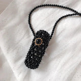 Beaded Lipstick Crossbody Bag for Women - Customizable and Portable