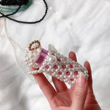 Beaded Lipstick Crossbody Bag for Women - Customizable and Portable