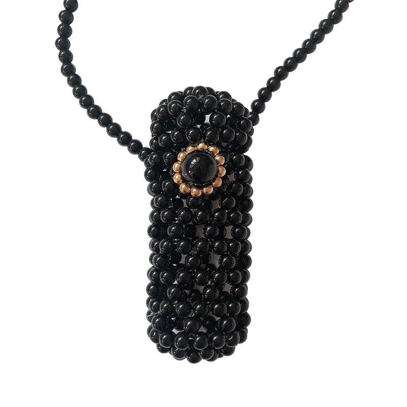 Beaded Lipstick Crossbody Bag for Women - Customizable and Portable