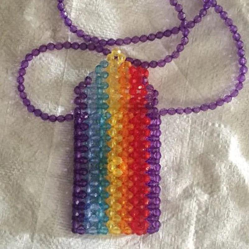 Pearl String Beads Mobile Phone Bag Hand Woven Decoration Bag