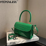 Crocodile Crossbody Bag Patent Leather Shoulder Messenger Bag