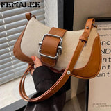 Canvas Underarm Bag Crossbody Shoulder Purse for Women