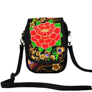 National Embroidery Mobile Bag Girl Autumn Mini Bag One Shoulder Crossbody