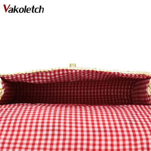 Summer Cherry & Banana Straw Messenger Bag