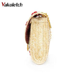 Summer Cherry & Banana Straw Messenger Bag