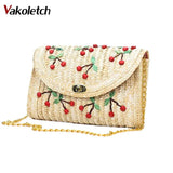 Summer Cherry & Banana Straw Messenger Bag