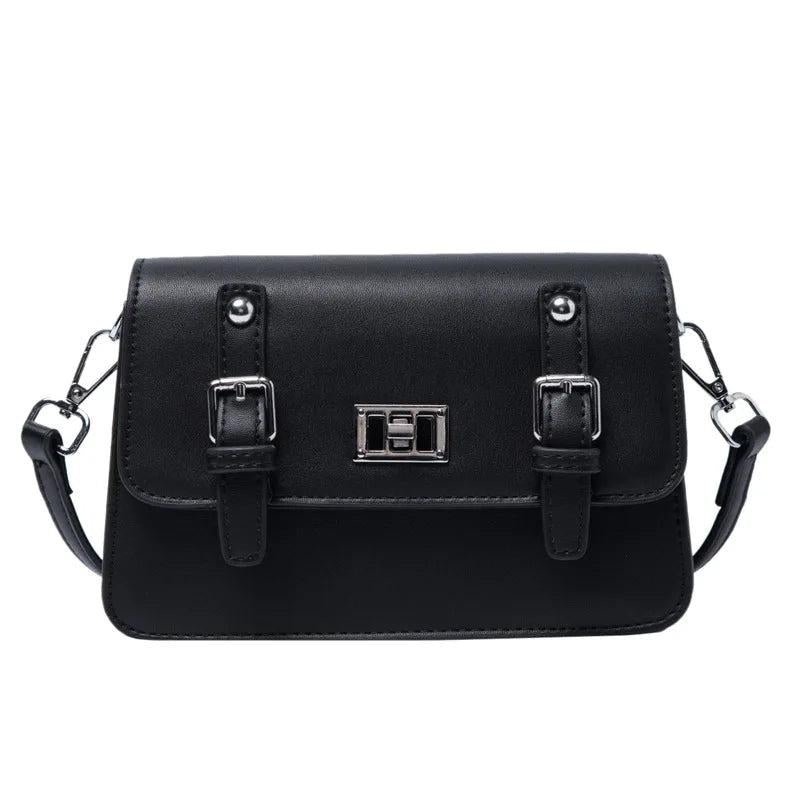 Women's High PU Leather Shoulder Bag Messenger - Black
