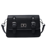 Women's High PU Leather Shoulder Bag Messenger - Black