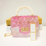 Mini Pearl Jelly Shoulder Bag Women PVC Candy Transparent Chain Bag