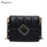Small Square Shoulder Bag Women's Handbag Tassel Chain High-Quality PU Leather