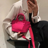 Solid Candy Canvas Shoulder Bag with Wide Strap