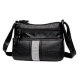 Vintage Soft Leather Crystal Shoulder Bag Girl Handbag Satchel