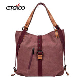 Stone Pattern Canvas Bucket Bag Crossbody Shoulder Messenger Handbag