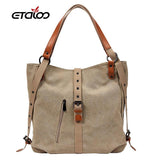 Stone Pattern Canvas Bucket Bag Crossbody Shoulder Messenger Handbag