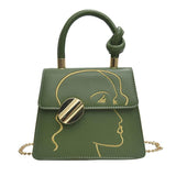 Small Chain Shoulder Crossbody Bag Graffiti PU Leather Messenger Bag