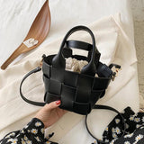 Woven Drawstring Bucket Bag for Women Shoulder Travel Bags
