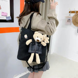 Canvas Shoulder Bag for Women College Style Cross Body Handbag