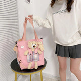 Canvas Shoulder Bag for Women College Style Cross Body Handbag