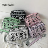 Graffiti Leather Crossbody Bag for Women