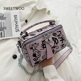 Graffiti Leather Crossbody Bag for Women