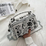 Graffiti Leather Crossbody Bag for Women