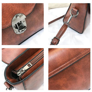Vintage Leather Top-handle Bag Women Handbag Casual Shoulder Lady Flap Bag