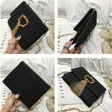 Matte Leather Tassel Shoulder Messenger Bag