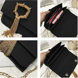 Matte Leather Tassel Shoulder Messenger Bag