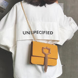 Matte Leather Tassel Shoulder Messenger Bag