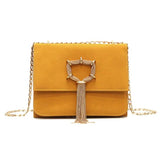 Matte Leather Tassel Shoulder Messenger Bag