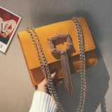 Matte Leather Tassel Shoulder Messenger Bag
